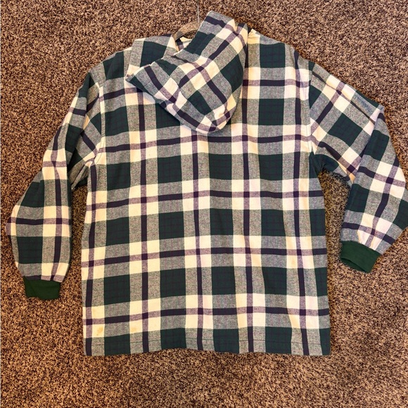L.L. Bean Kids/Small Adult Checkered Hooded Sweatshirt Green Purple White SizeXL - Picture 9 of 10